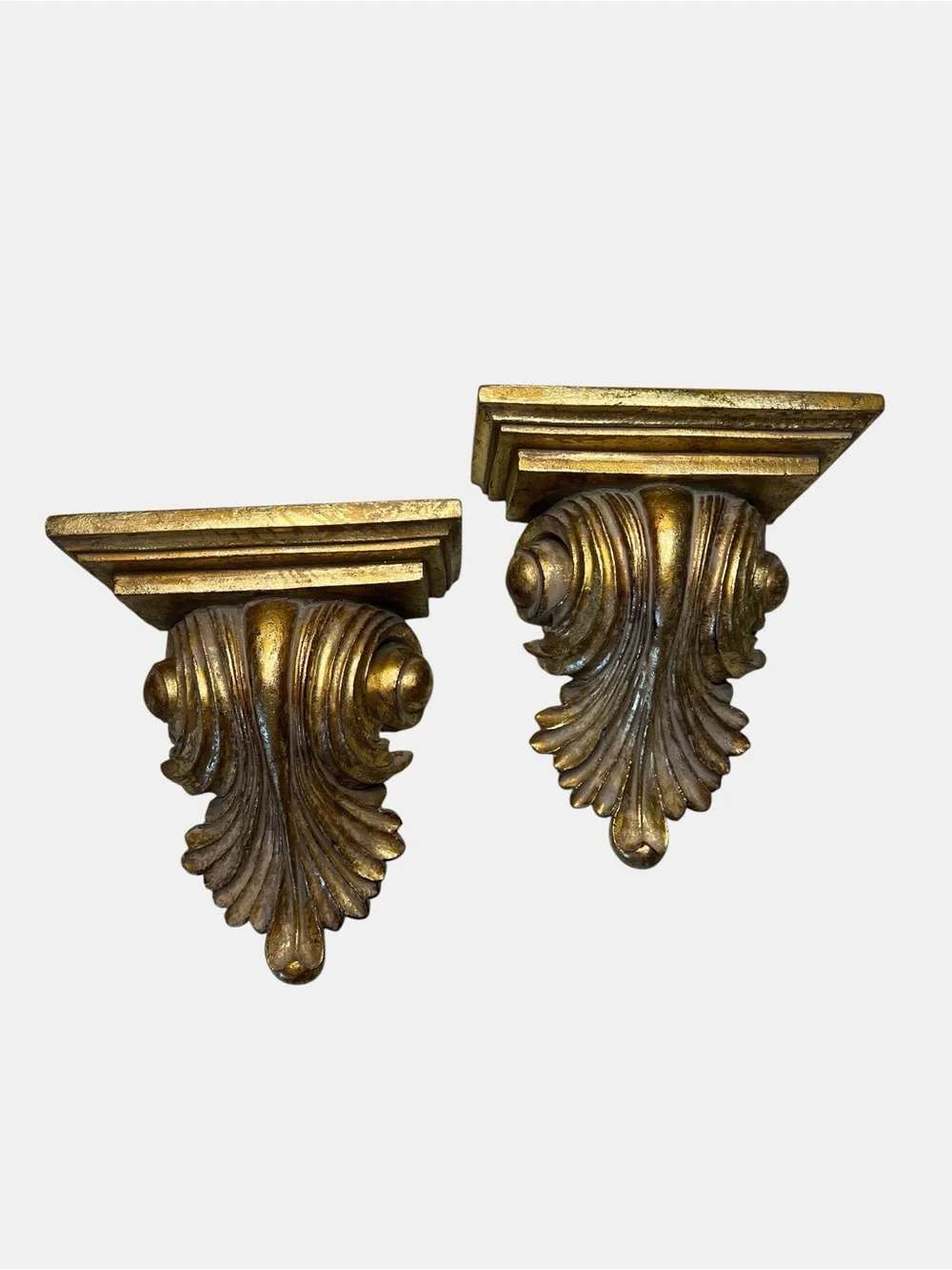 Vintage Gold Accent Wall Corbels - Wall Sconces Ornate Vintage Decorative Pair